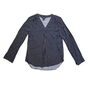 BYdesign Women's Black and White Geometic Print Blouse Long Sleeve